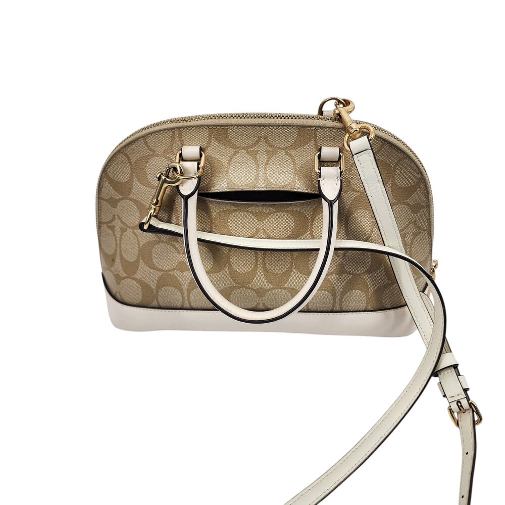 Coach Mini Sierra Satchel In Signature Canvas Gold Light Khaki Chalk - Picture 5 of 5
